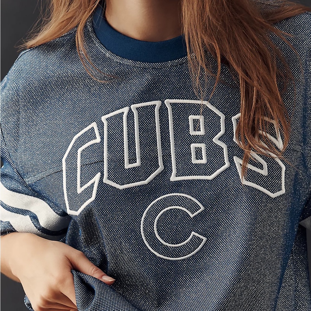 Anthropologie Blue Cubs Jersey Top